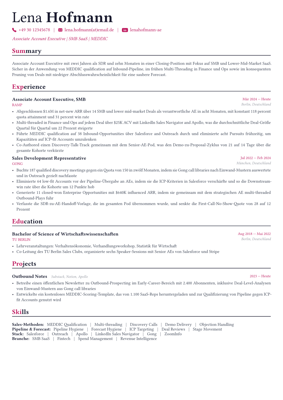 Account Executive Lebenslauf-Beispiel