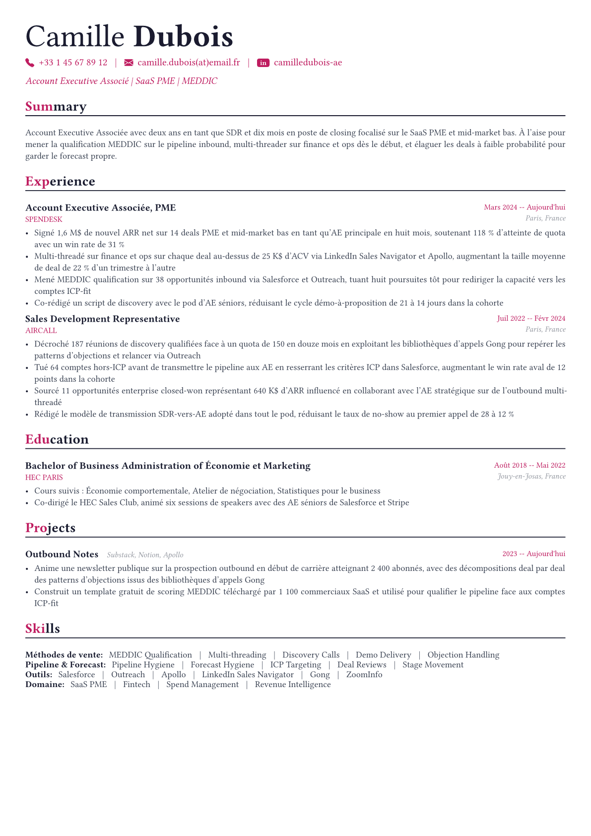 Account Executive exemple de CV