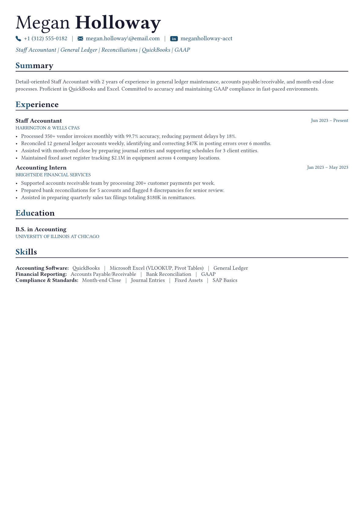Accountant resume example