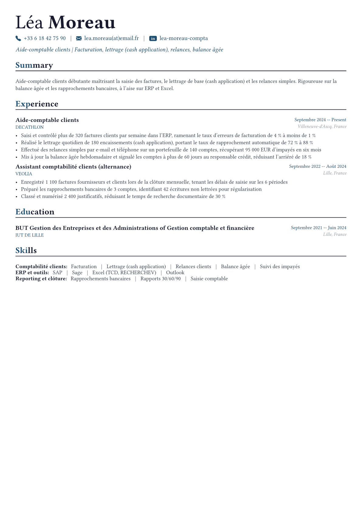 Comptable Clients exemple de CV