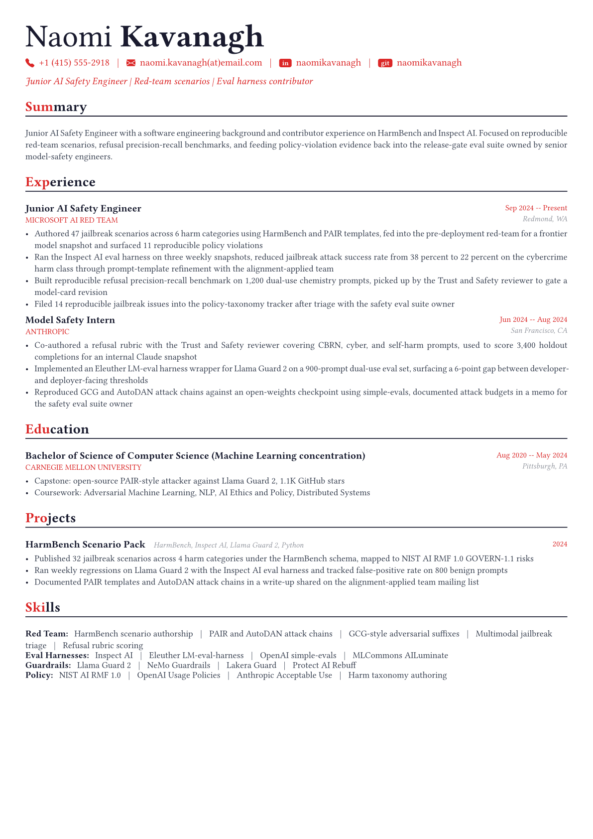 AI Safety Engineer resume example