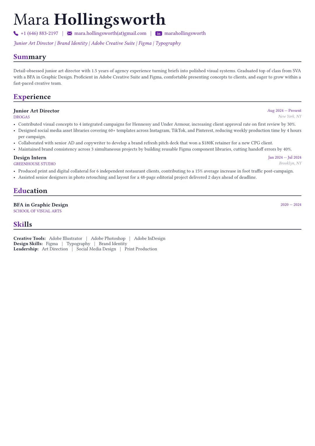 Director de arte ejemplo de CV