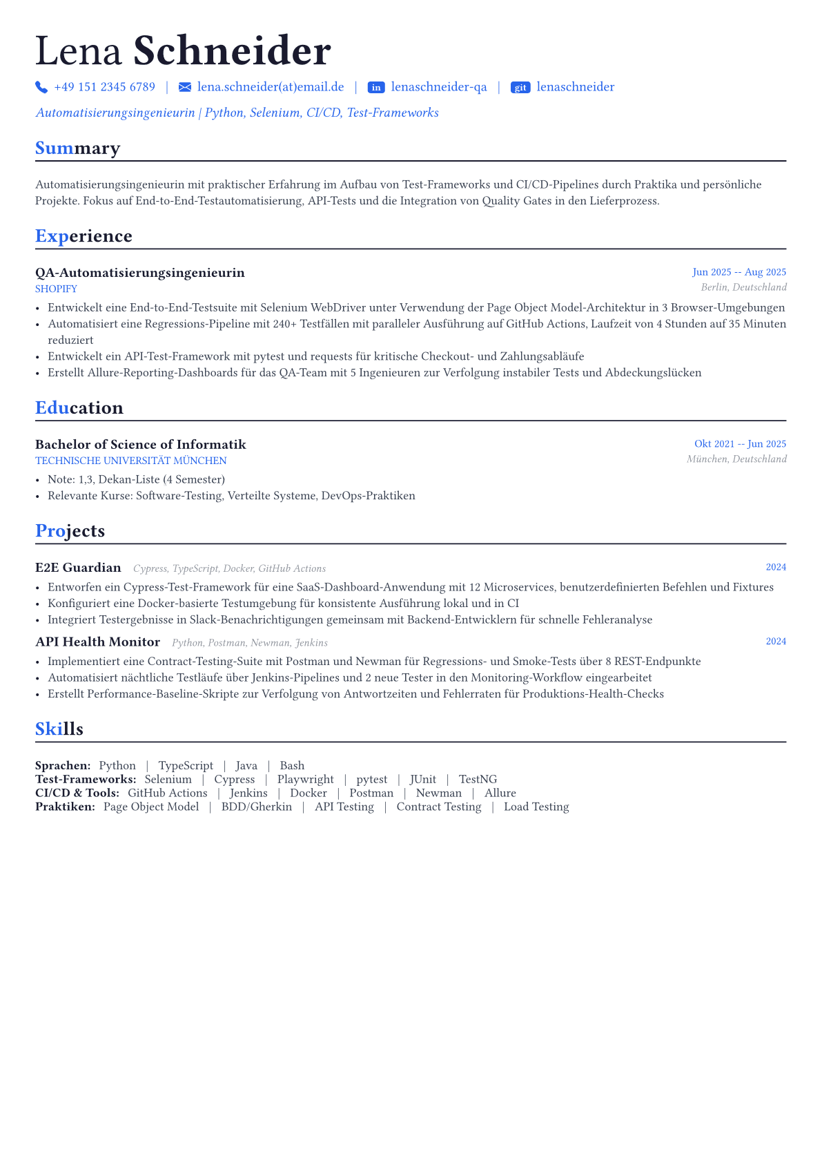 Automation Engineer Lebenslauf-Beispiel