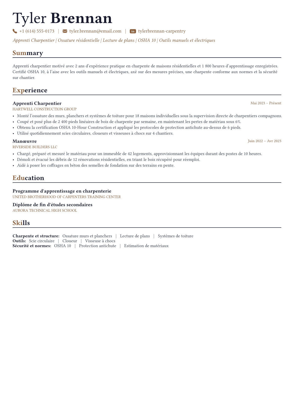 Carpenter exemple de CV