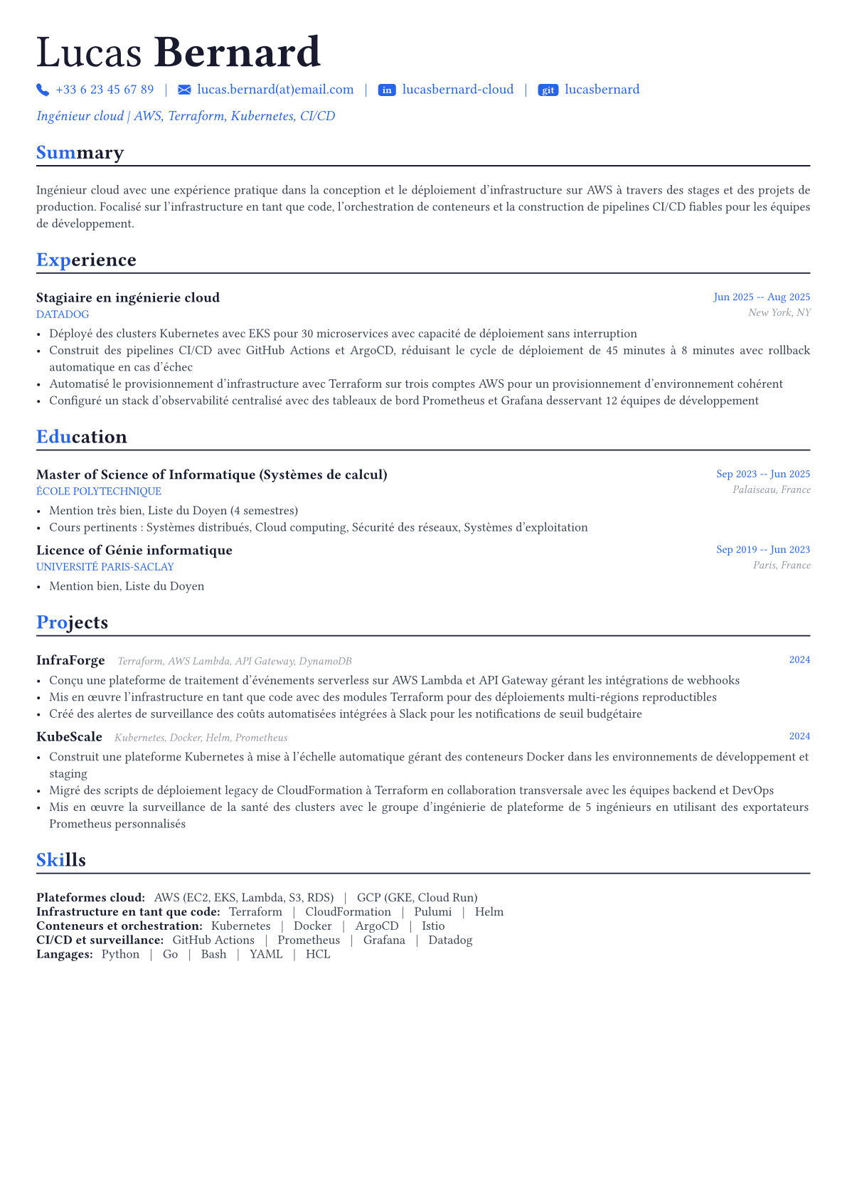 Cloud Architect exemple de CV