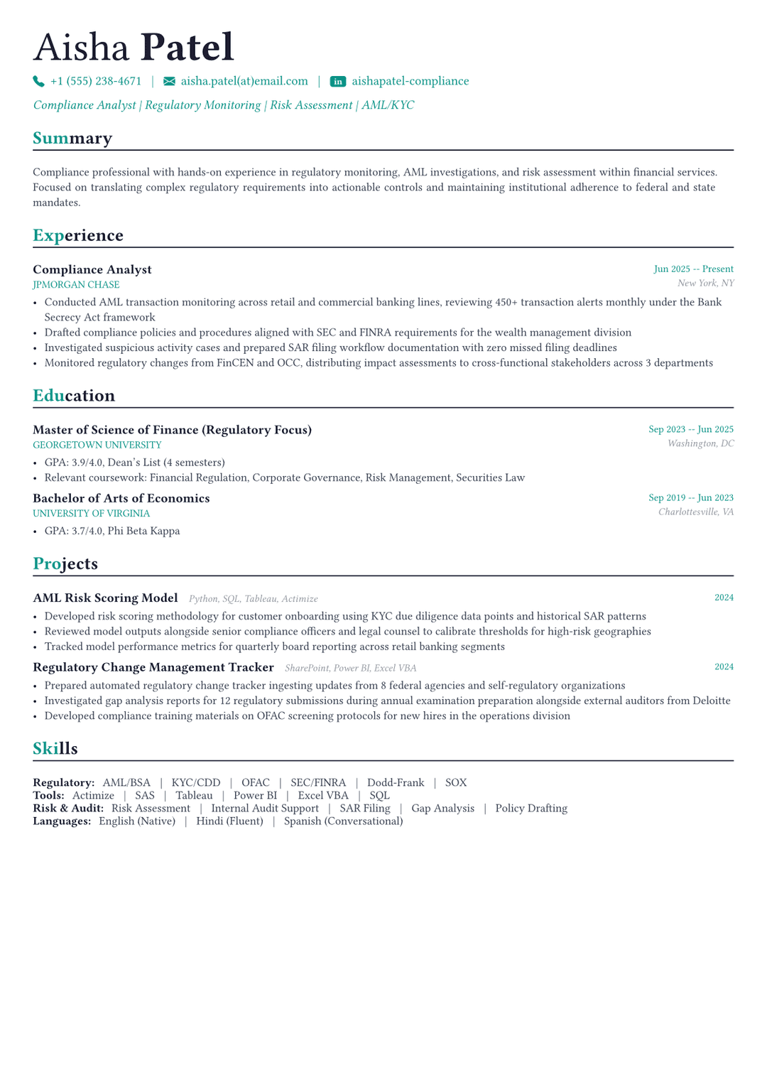 Responsable conformité exemple de CV