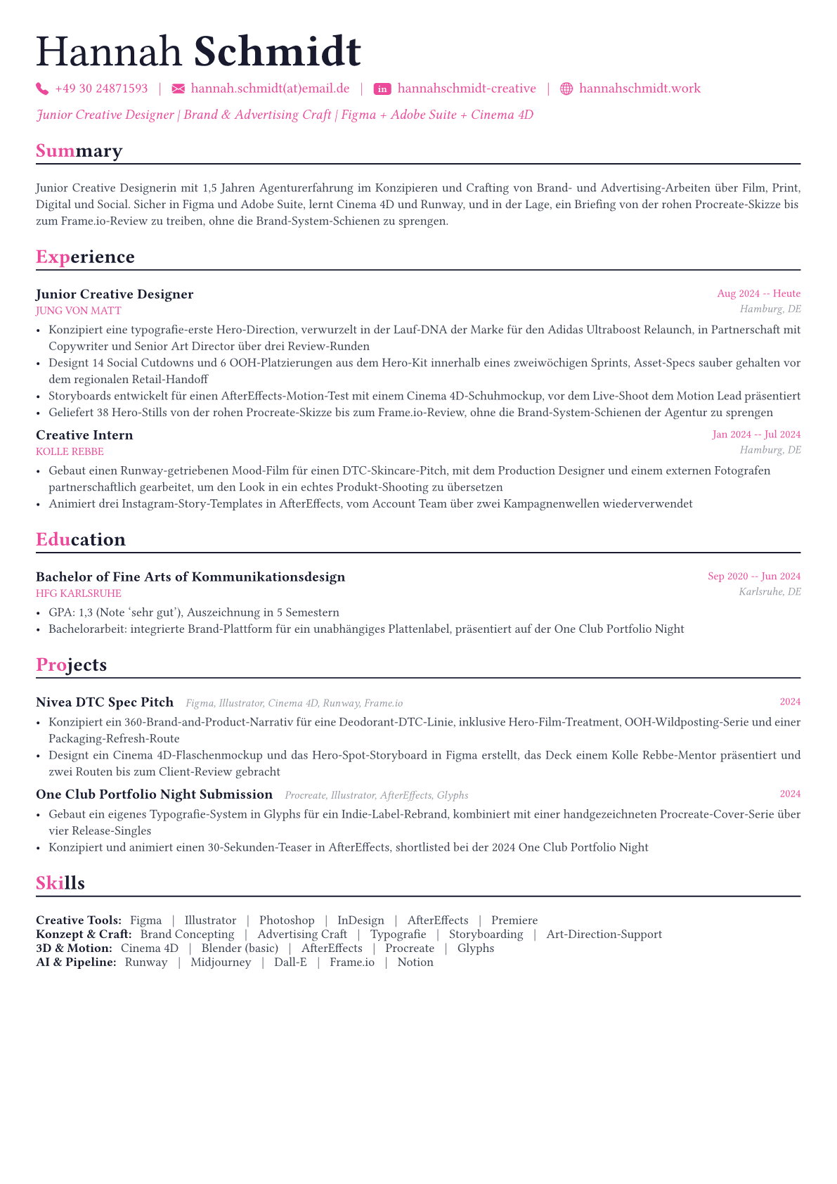 Creative Designer Lebenslauf-Beispiel