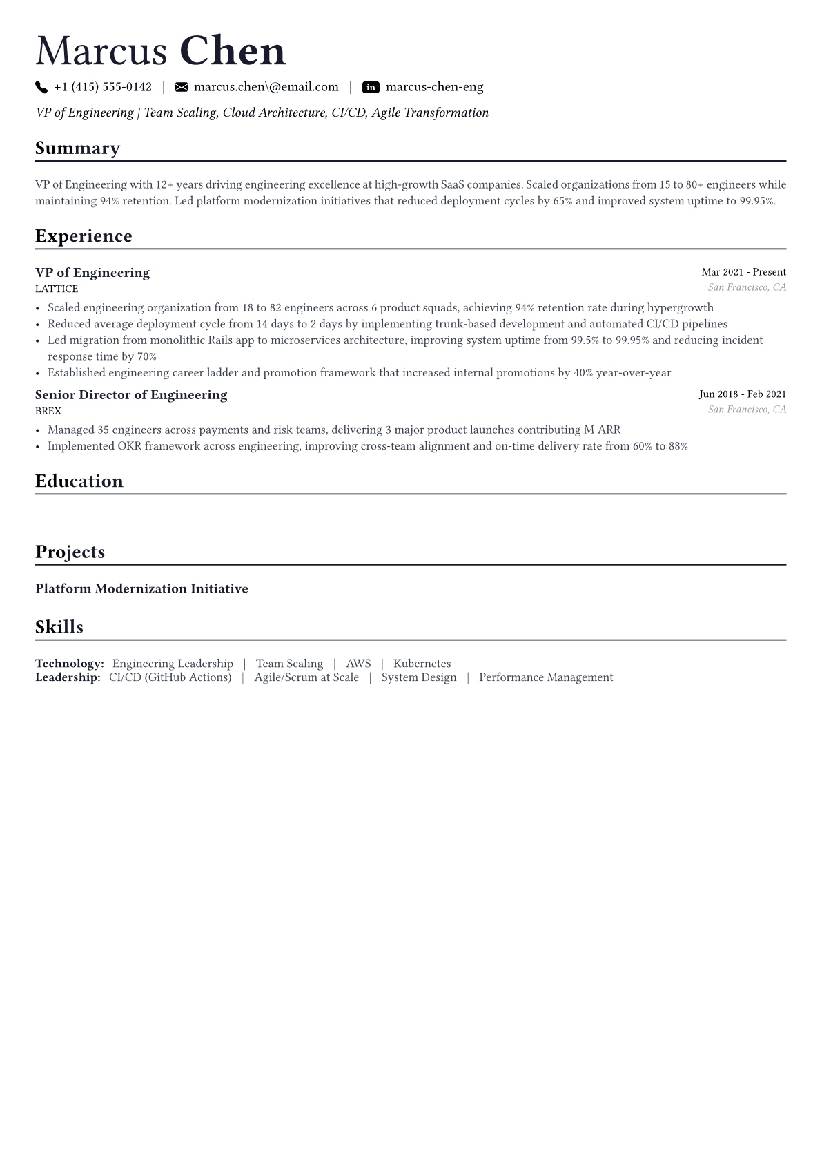 CTO resume example