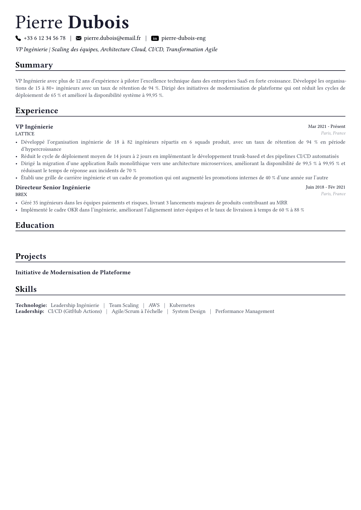 CTO exemple de CV