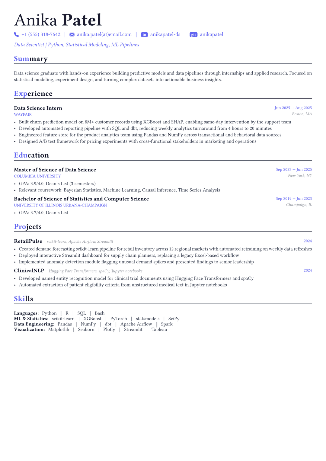 Científico de datos ejemplo de CV