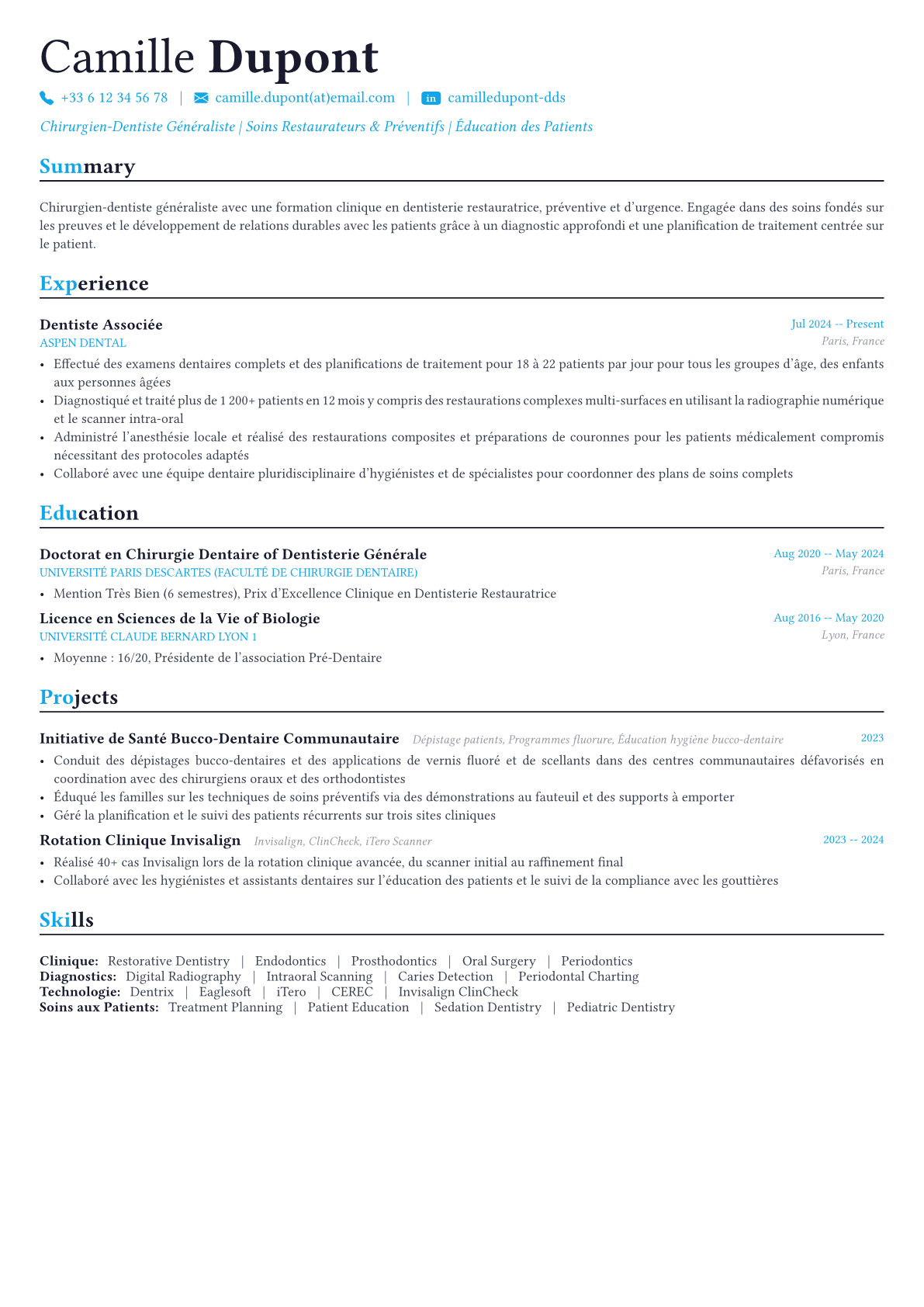 Dentist exemple de CV