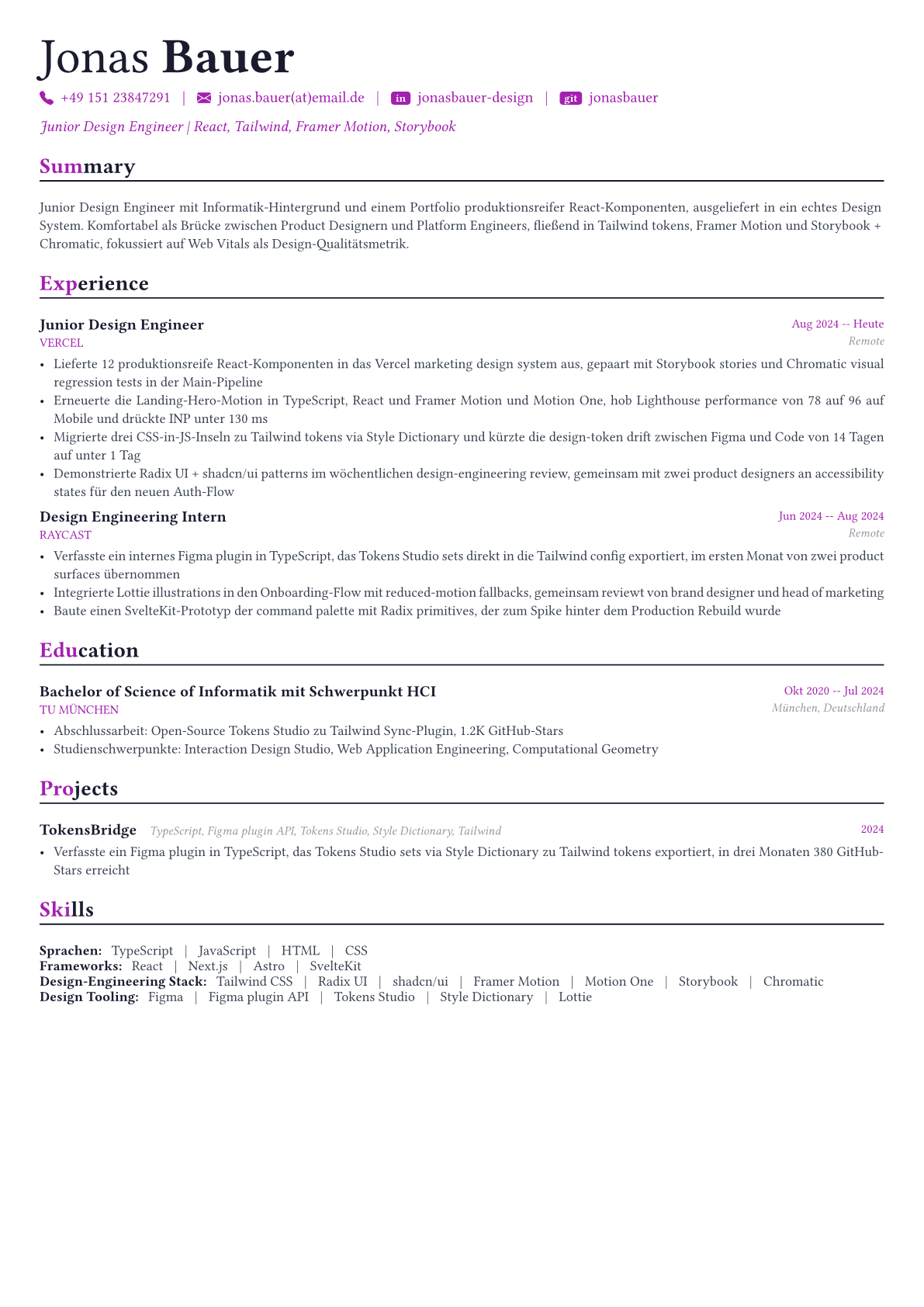 Design Engineer Lebenslauf-Beispiel