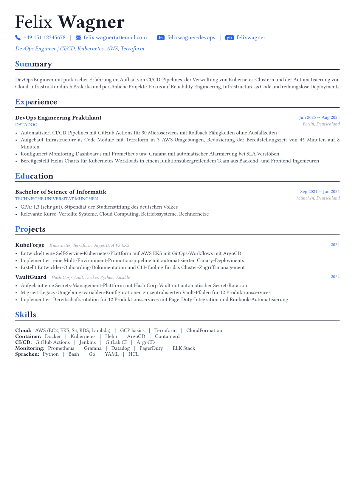 DevOps Engineer Lebenslauf-Beispiel