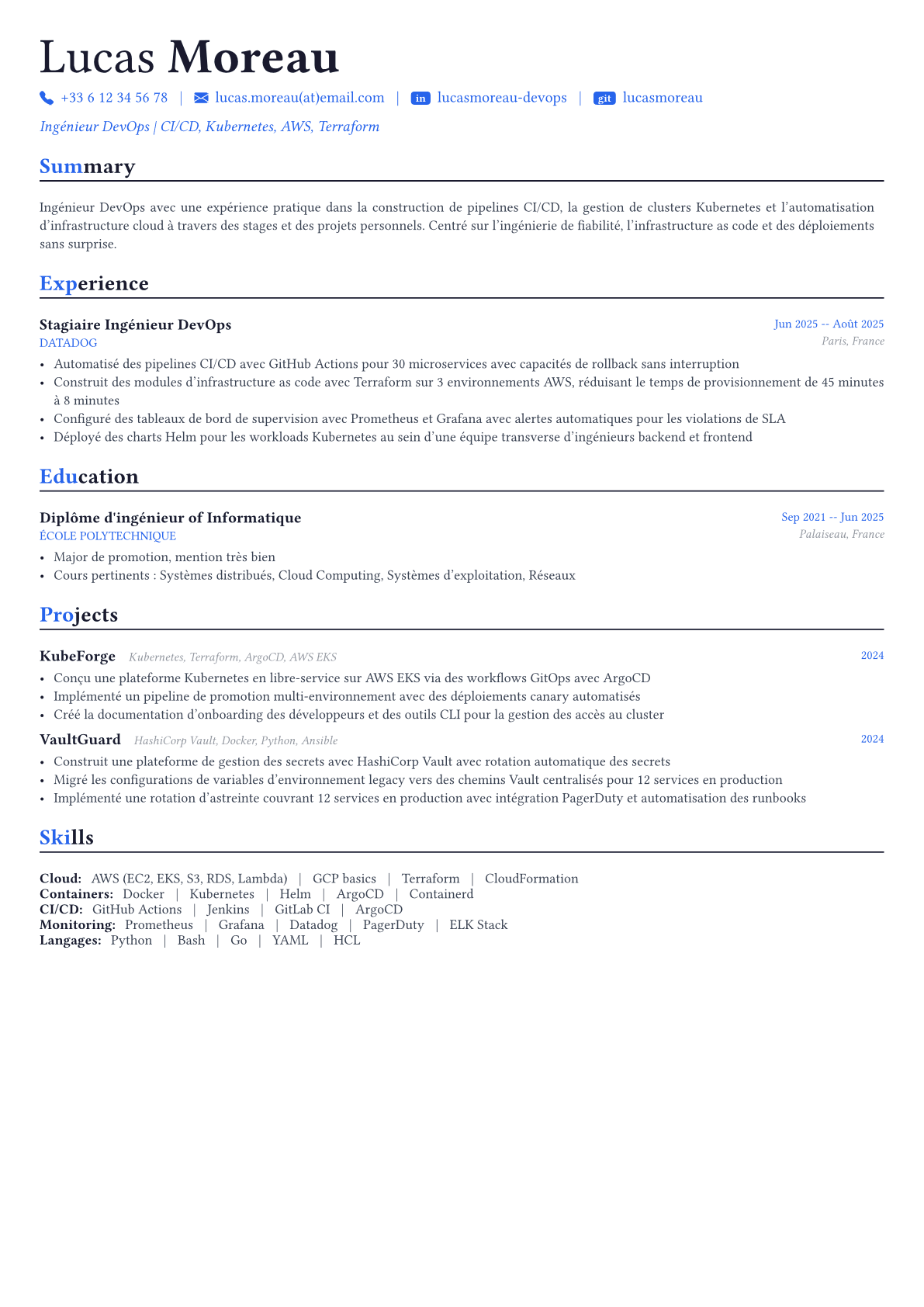 DevOps Engineer exemple de CV