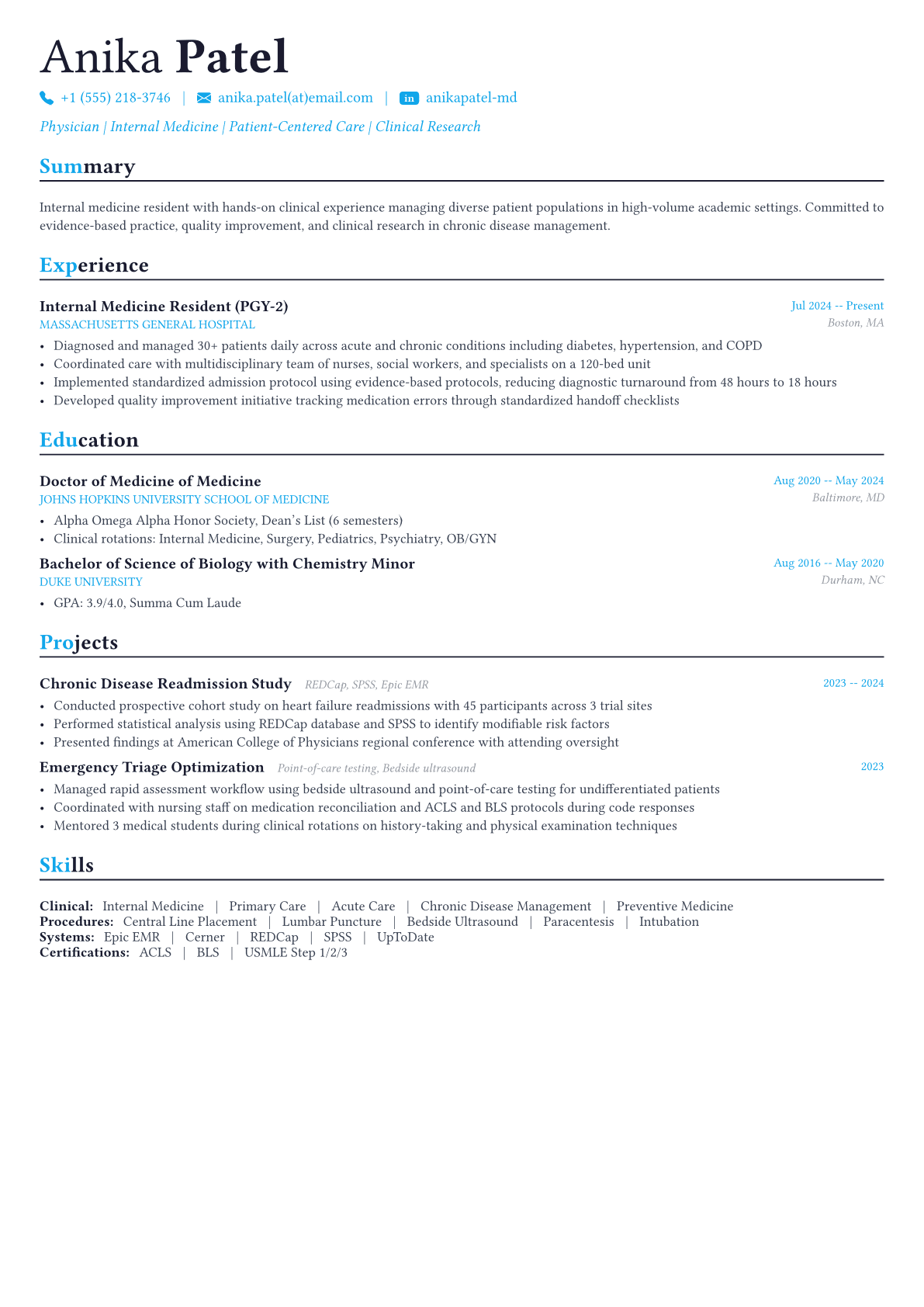 Doctor resume example