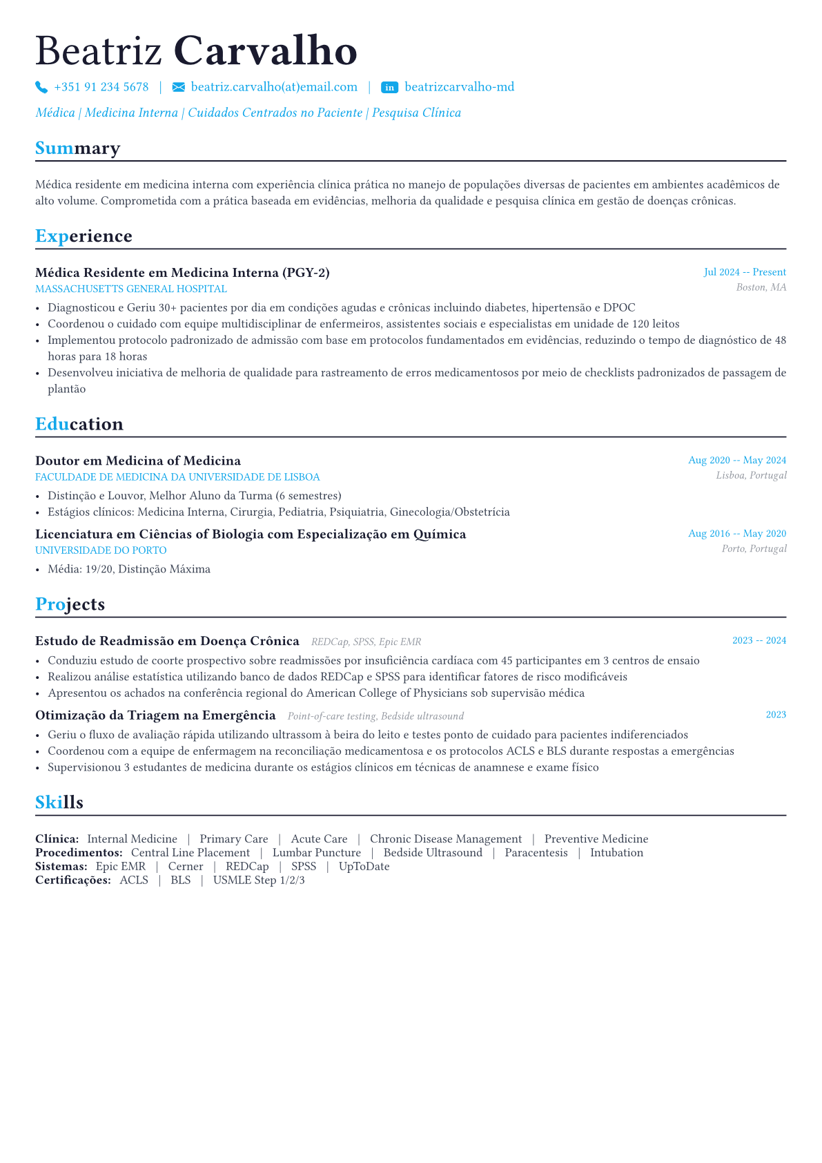 Doctor exemplo de currículo