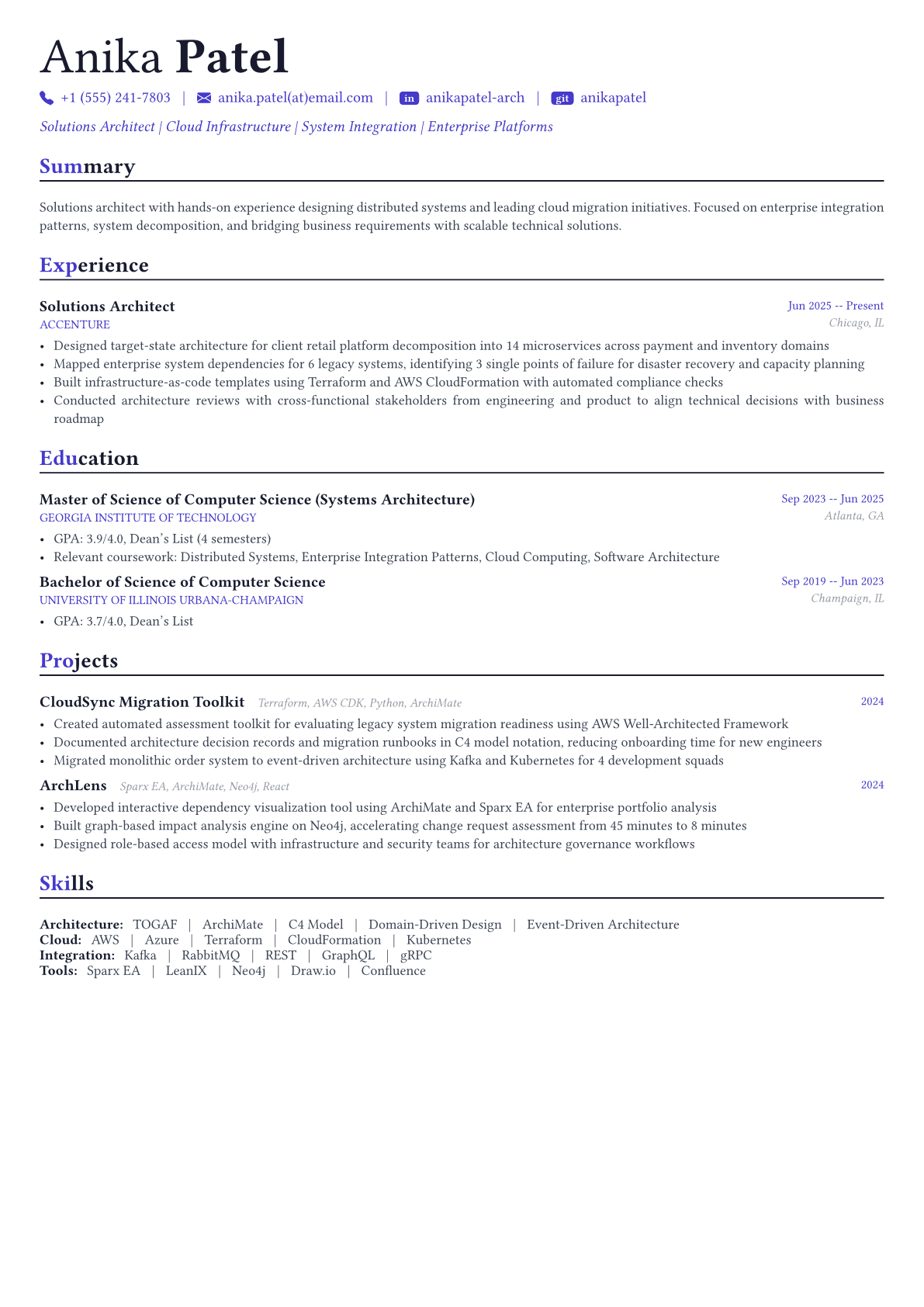 Enterprise Architect resume example