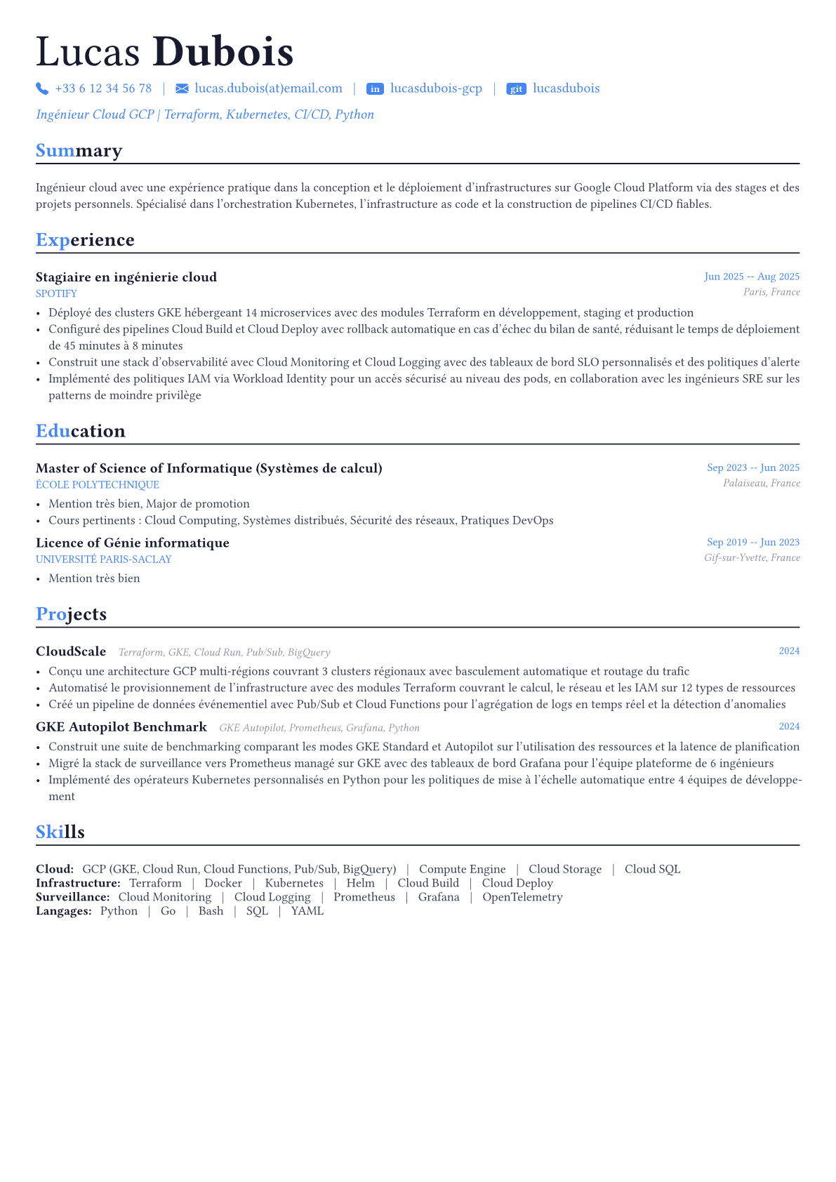 GCP Engineer exemple de CV
