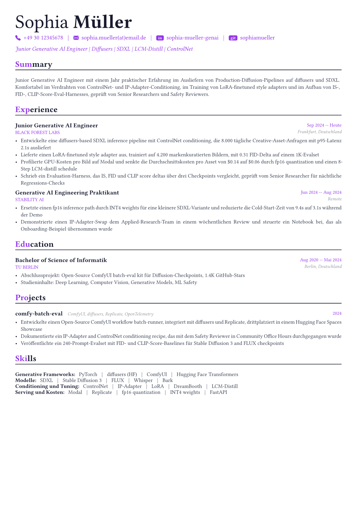 Generative AI Engineer Lebenslauf-Beispiel