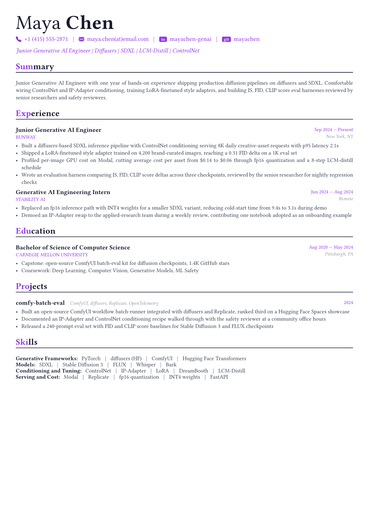 Generative AI Engineer resume example