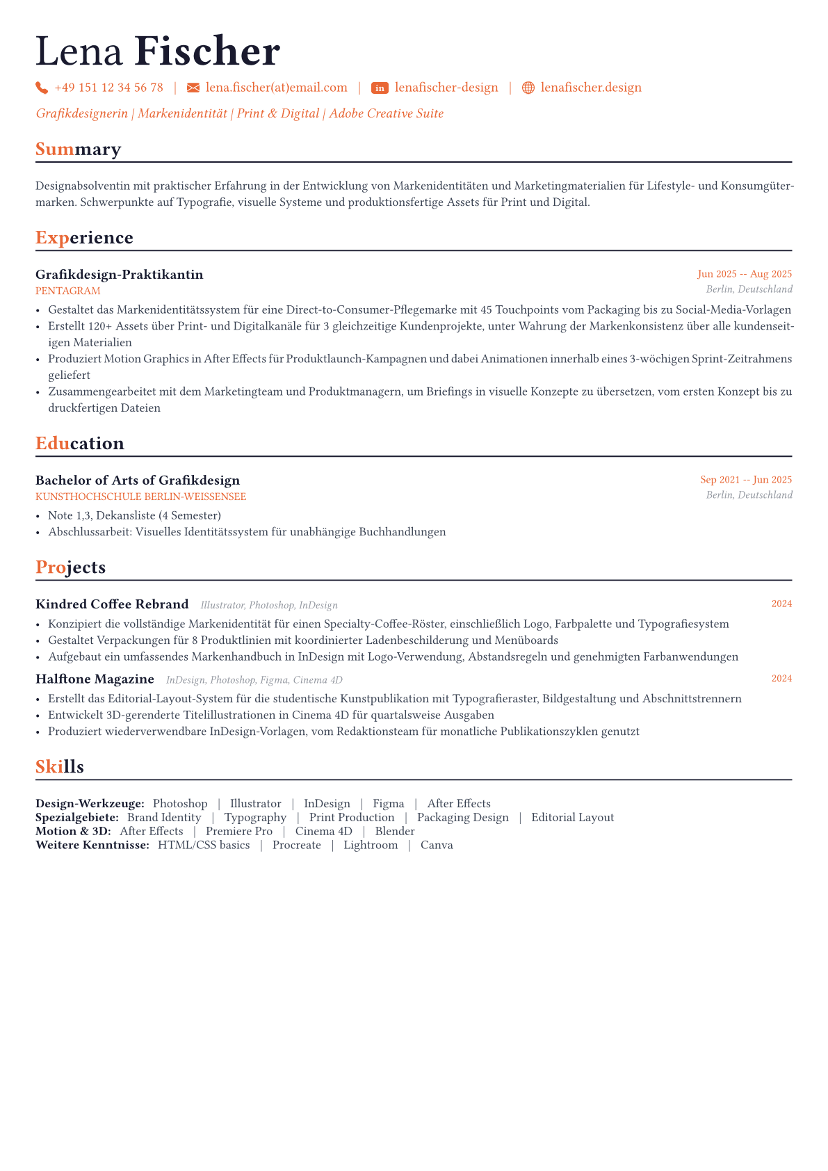 Graphic Designer Lebenslauf-Beispiel