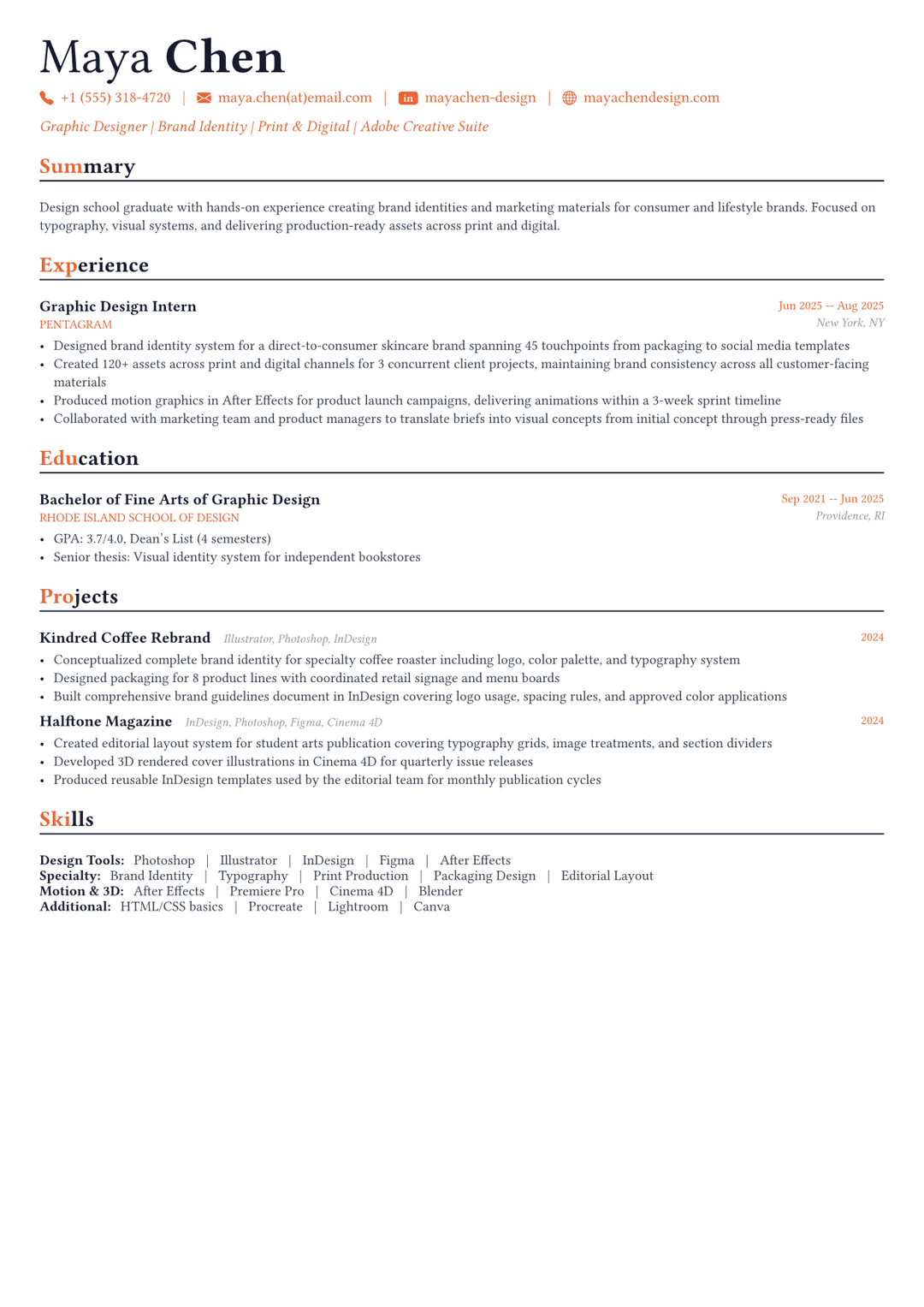 Diseñador gráfico ejemplo de CV