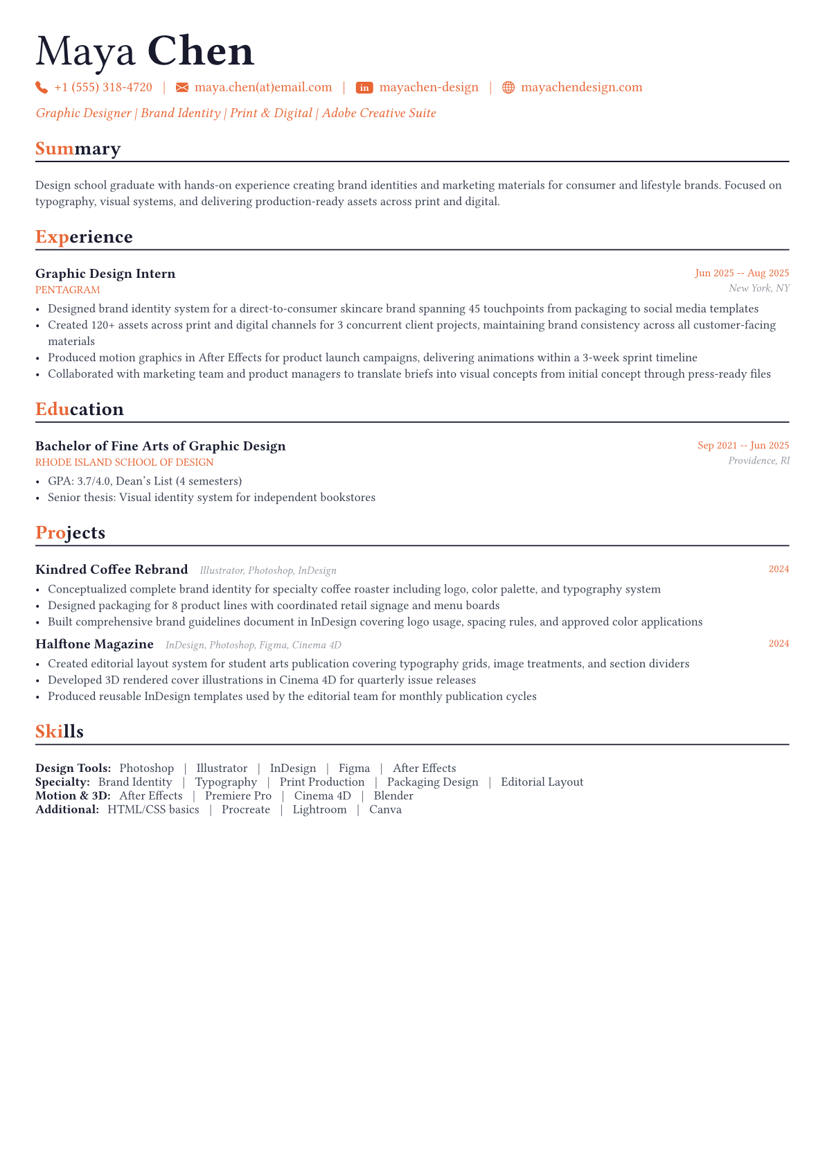 Graphic Designer resume example