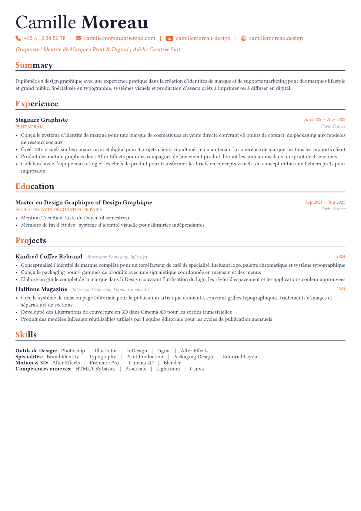 Graphic Designer exemple de CV