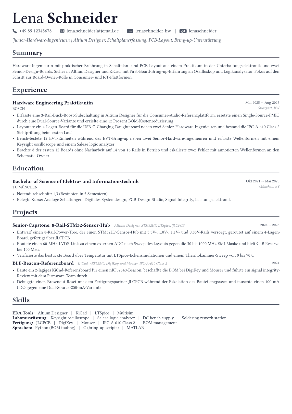 Hardware Engineer Lebenslauf-Beispiel