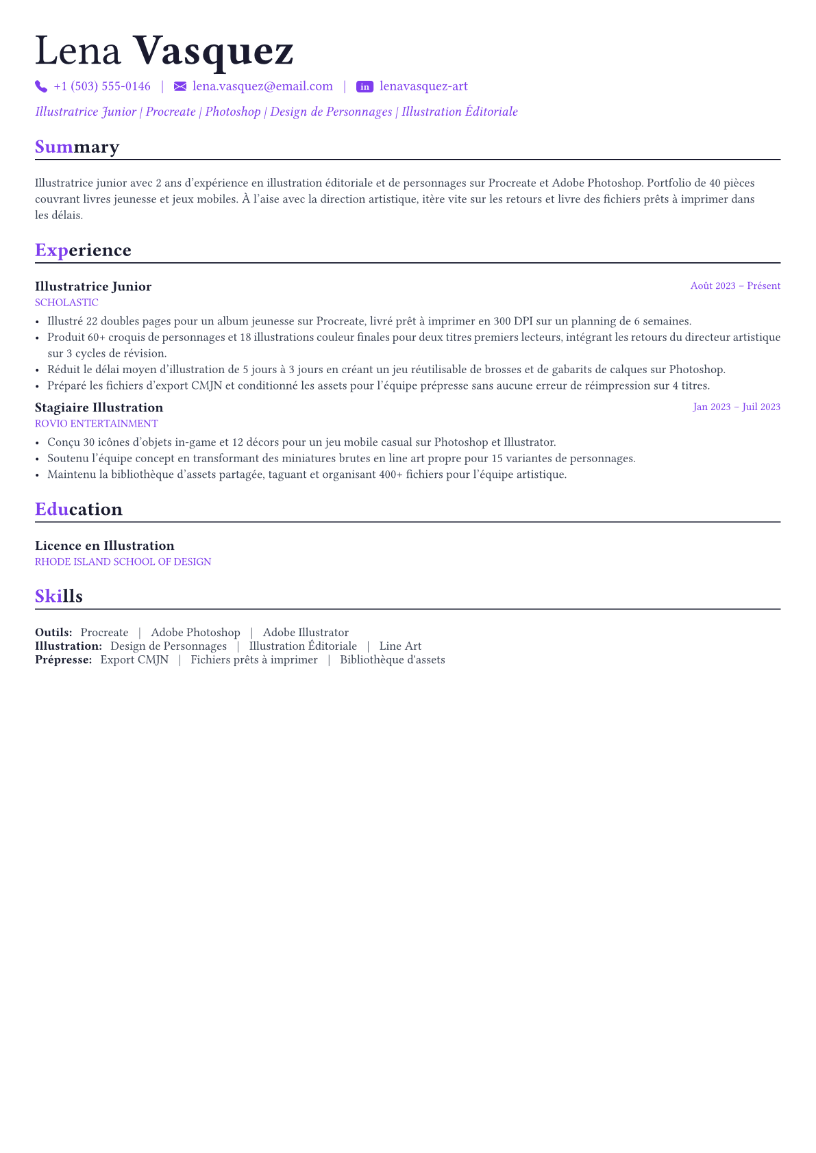 Illustrator exemple de CV