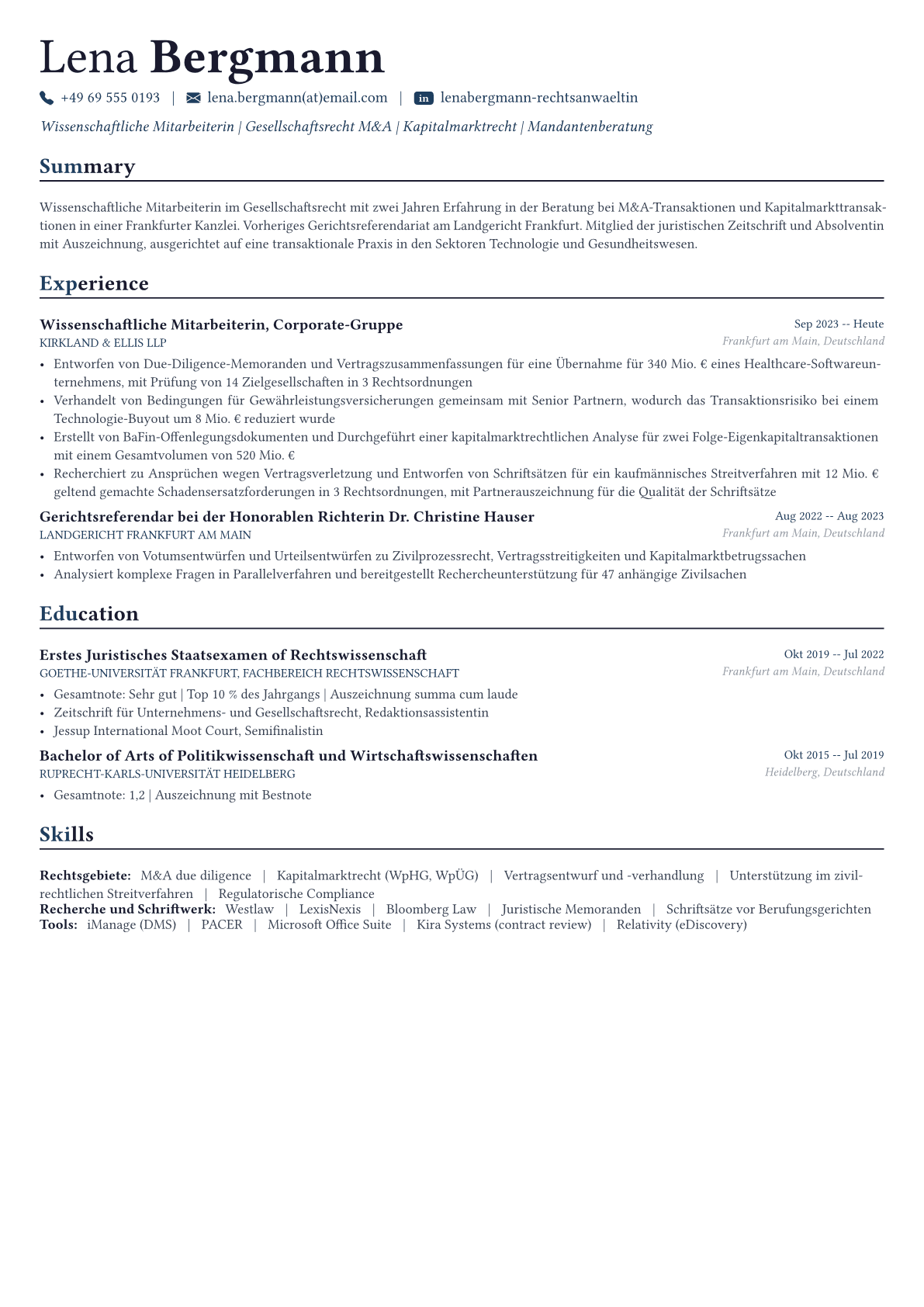 Lawyer Lebenslauf-Beispiel
