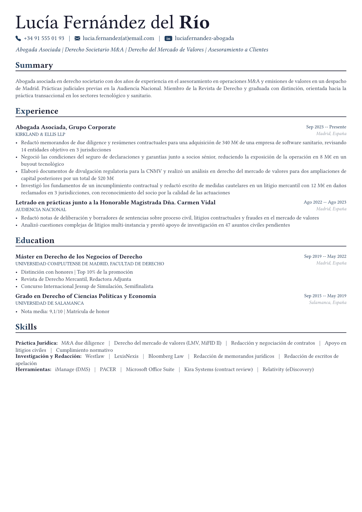 Lawyer ejemplo de CV