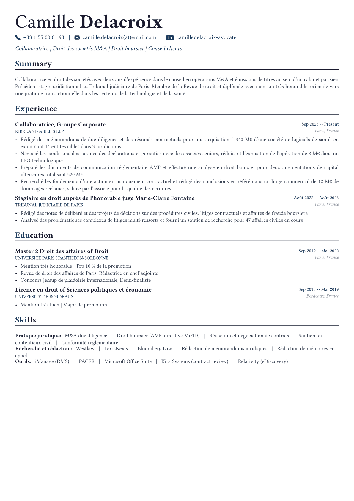 Lawyer exemple de CV