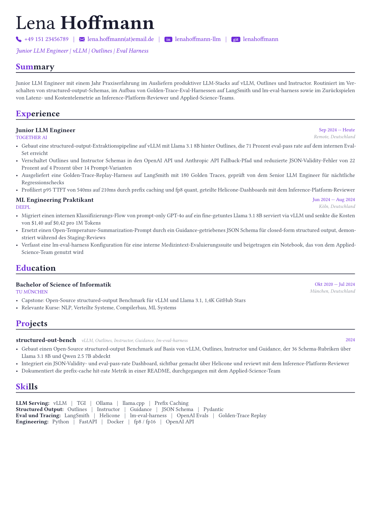LLM Engineer Lebenslauf-Beispiel