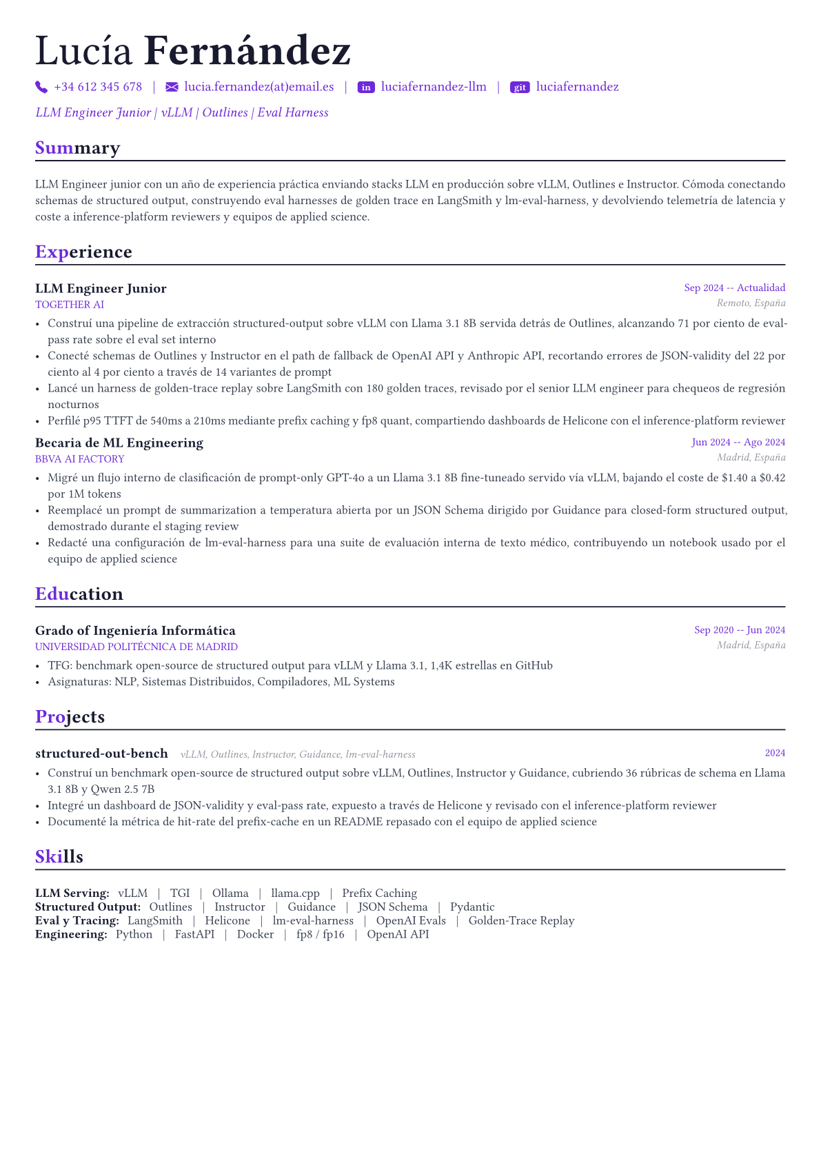 LLM Engineer ejemplo de CV