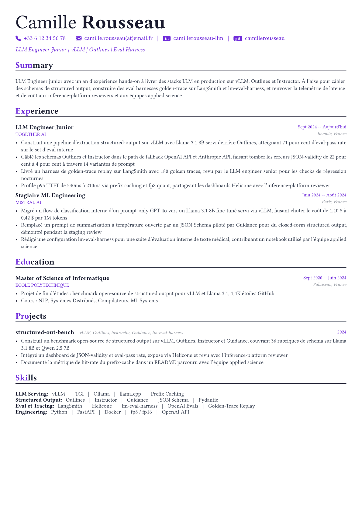 LLM Engineer exemple de CV