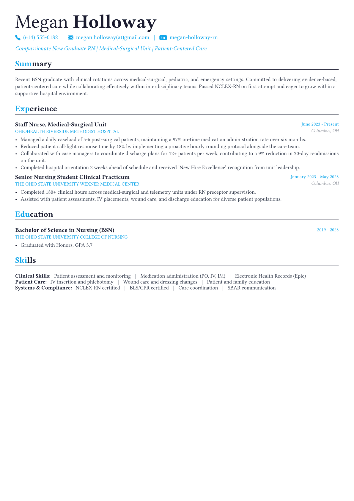 Nurse resume example