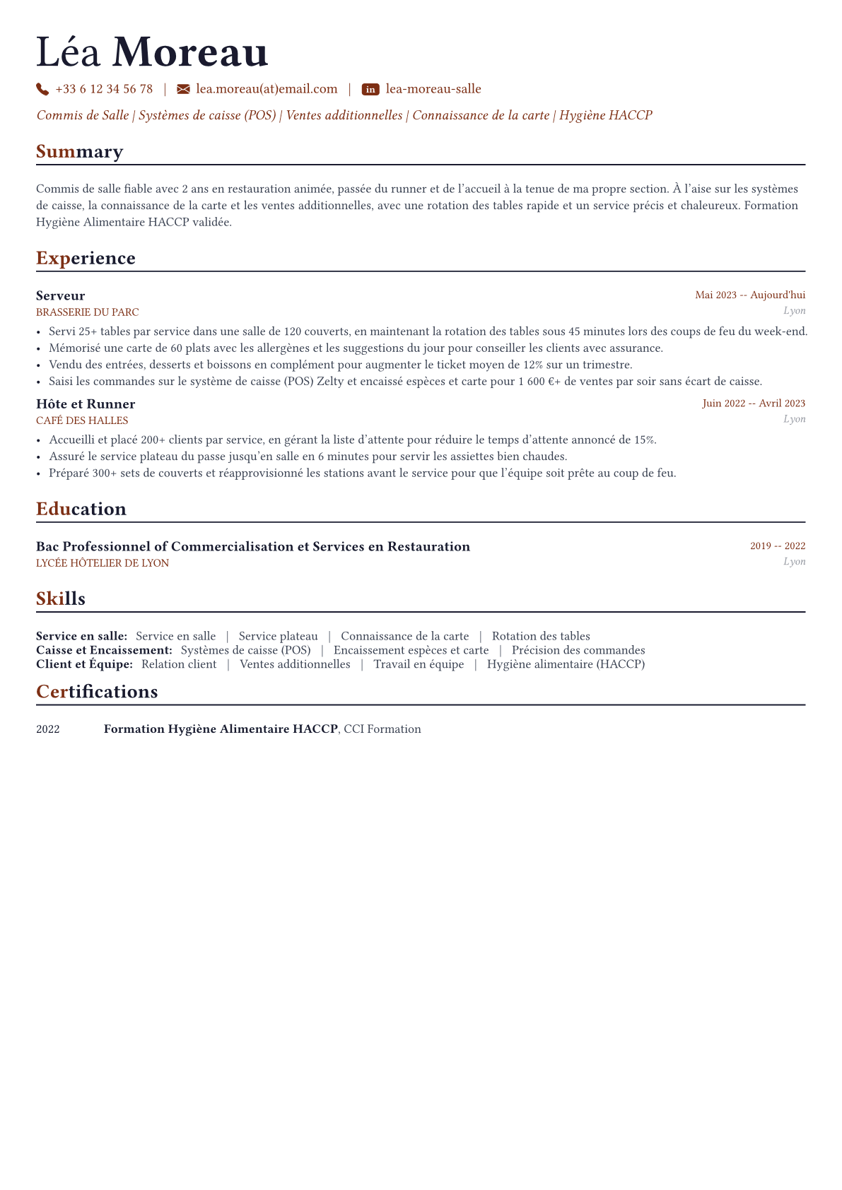 Serveur exemple de CV