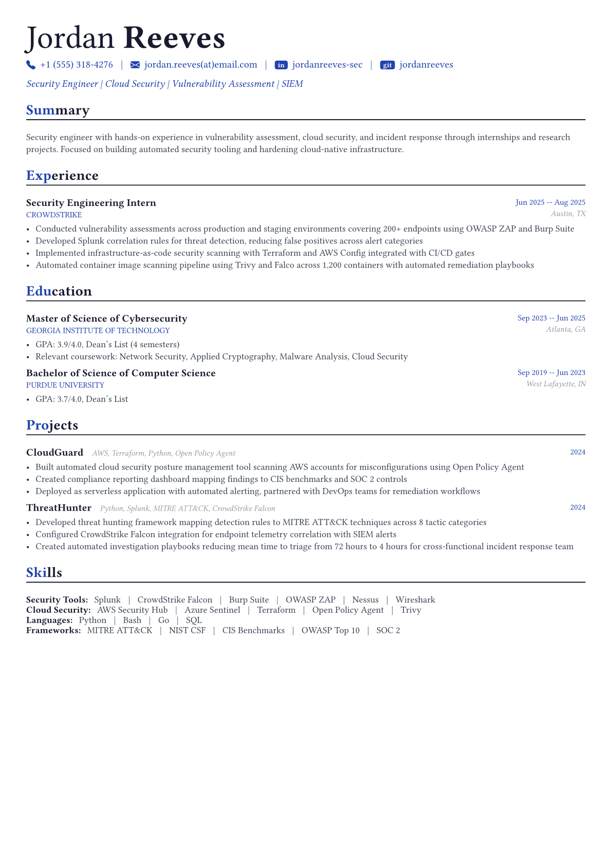 Security Engineer resume example