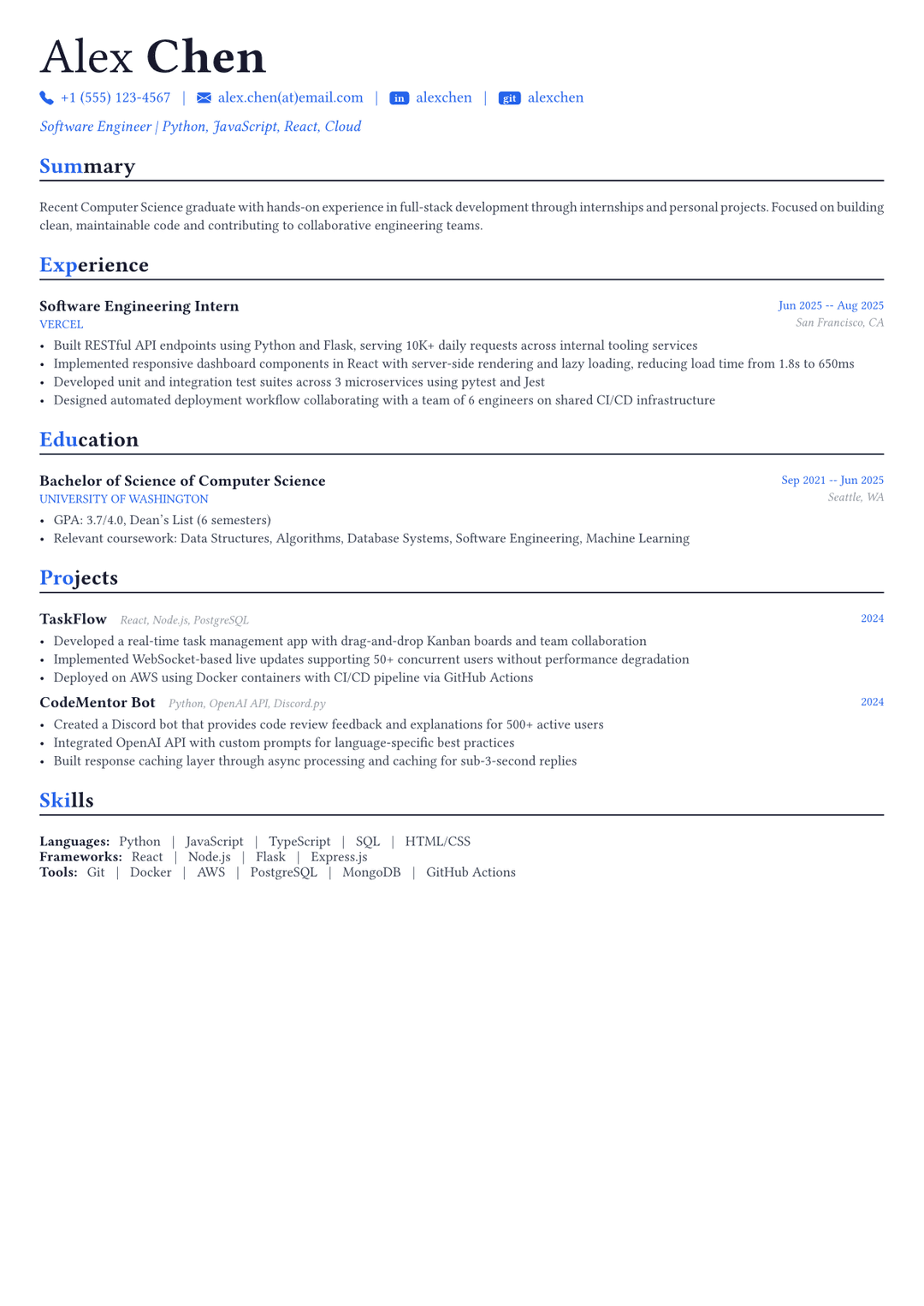 Software Engineer resume example