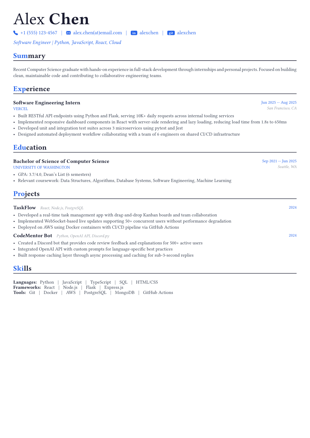 Software Engineer resume example