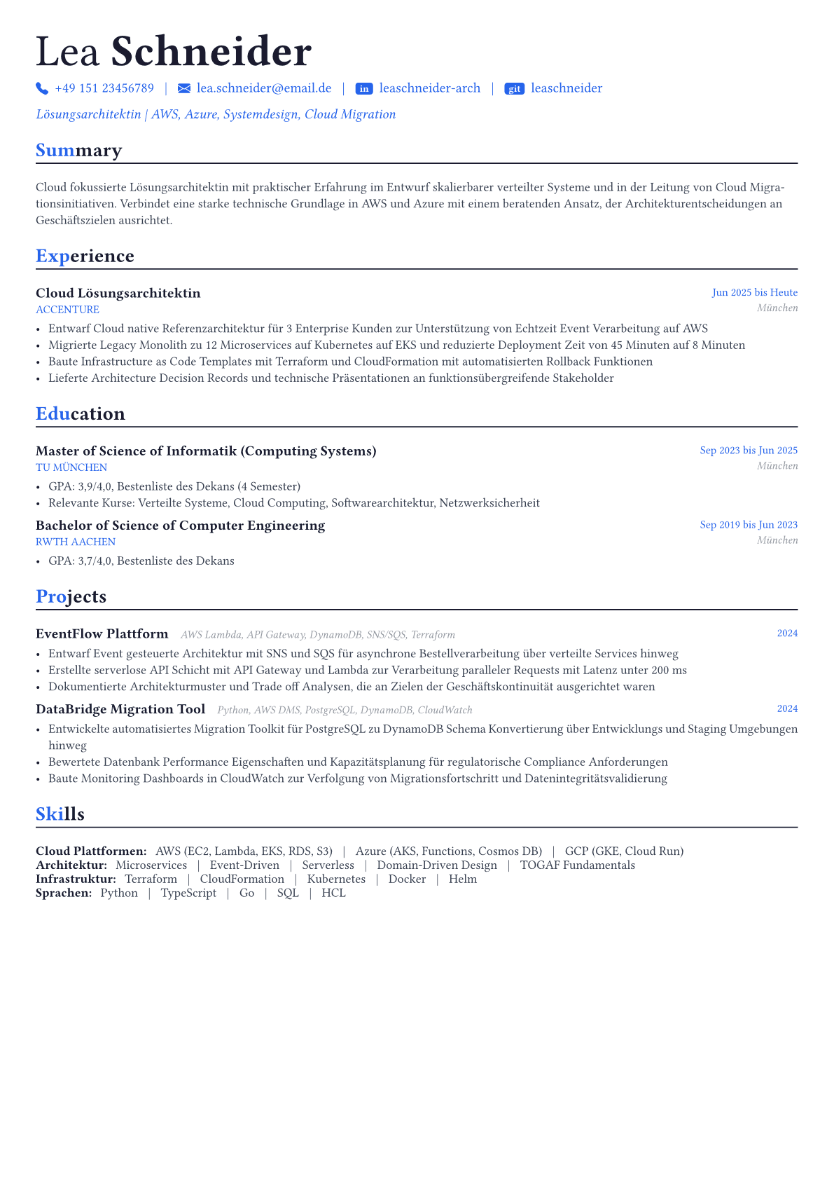 Solutions Architect Lebenslauf-Beispiel