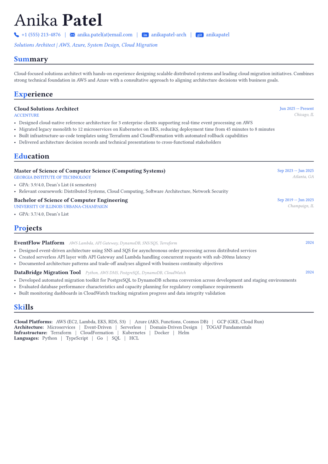 Solutions Architect resume example
