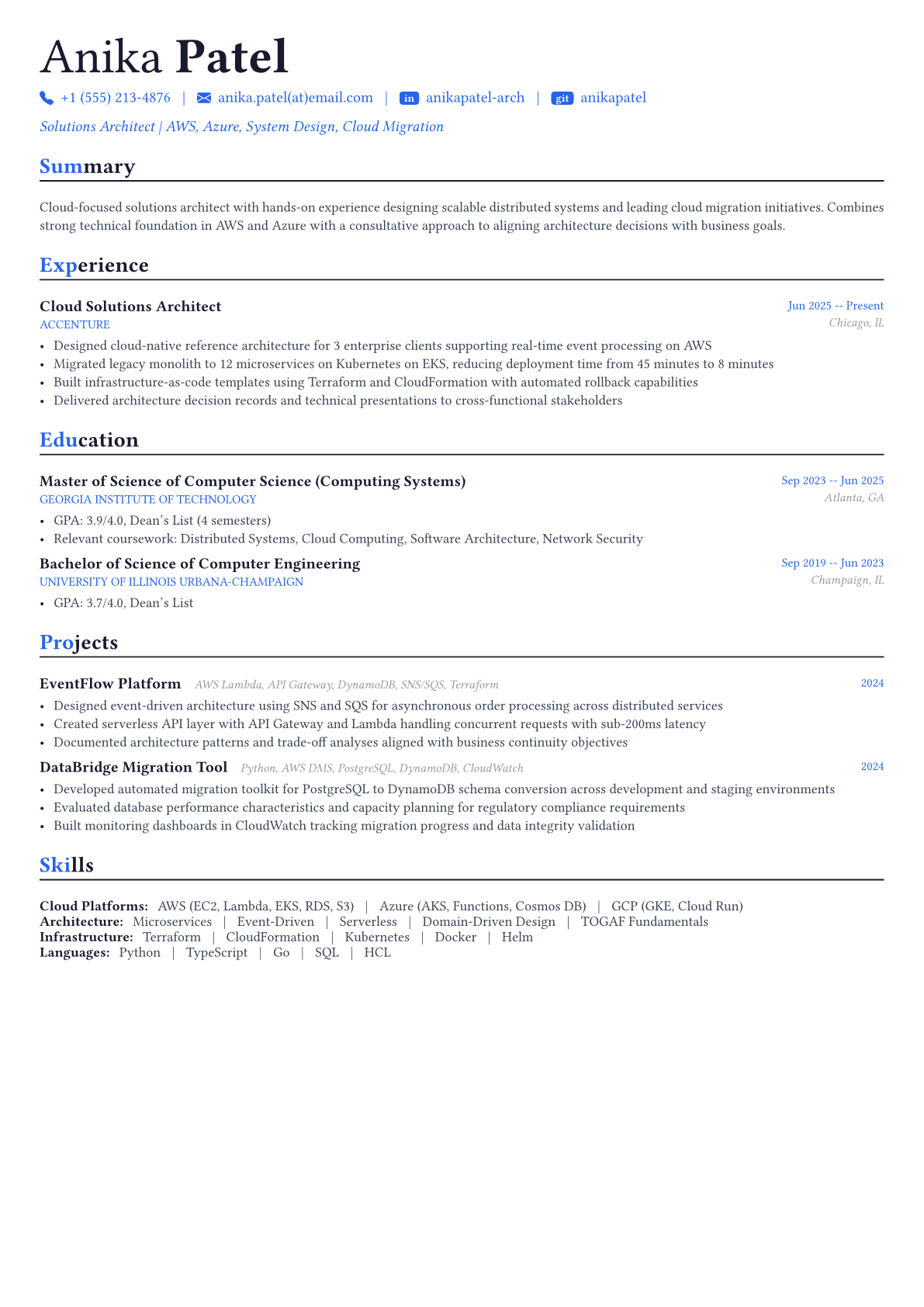 Solutions Architect resume example