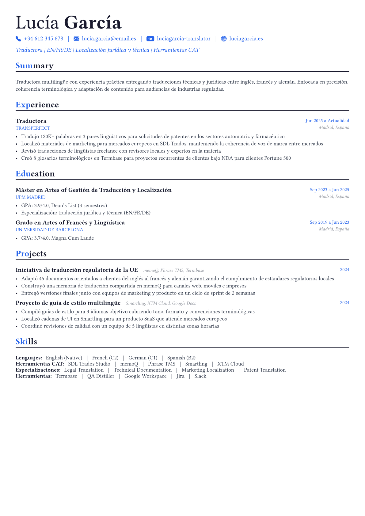 Translator ejemplo de CV