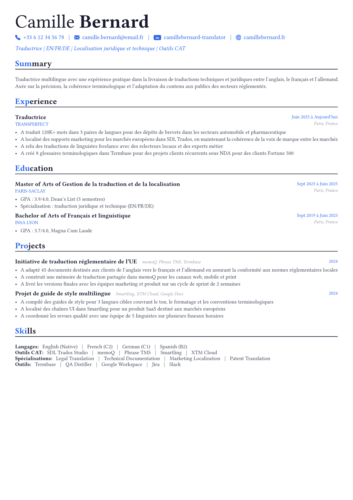 Translator exemple de CV