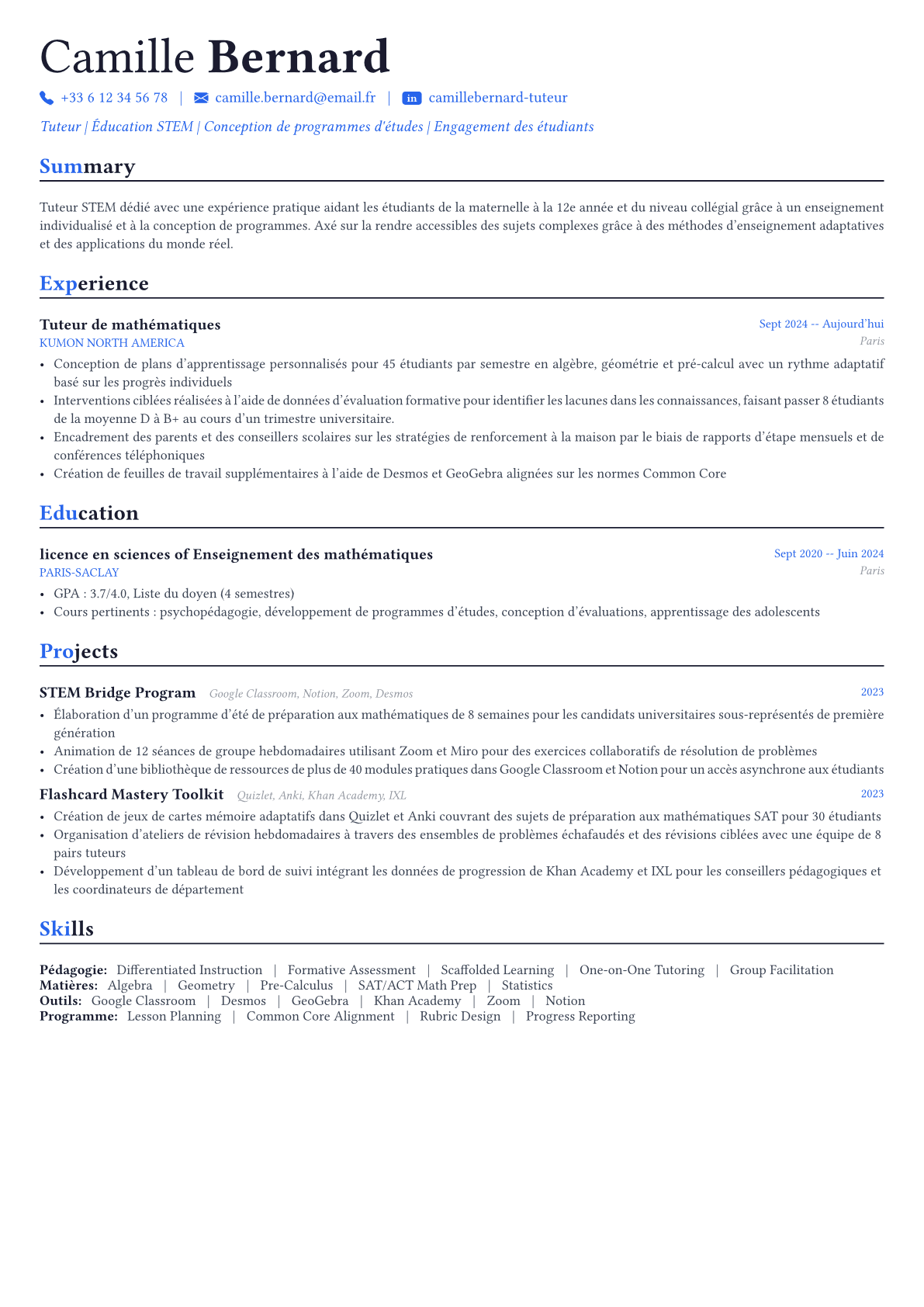 Tutor exemple de CV